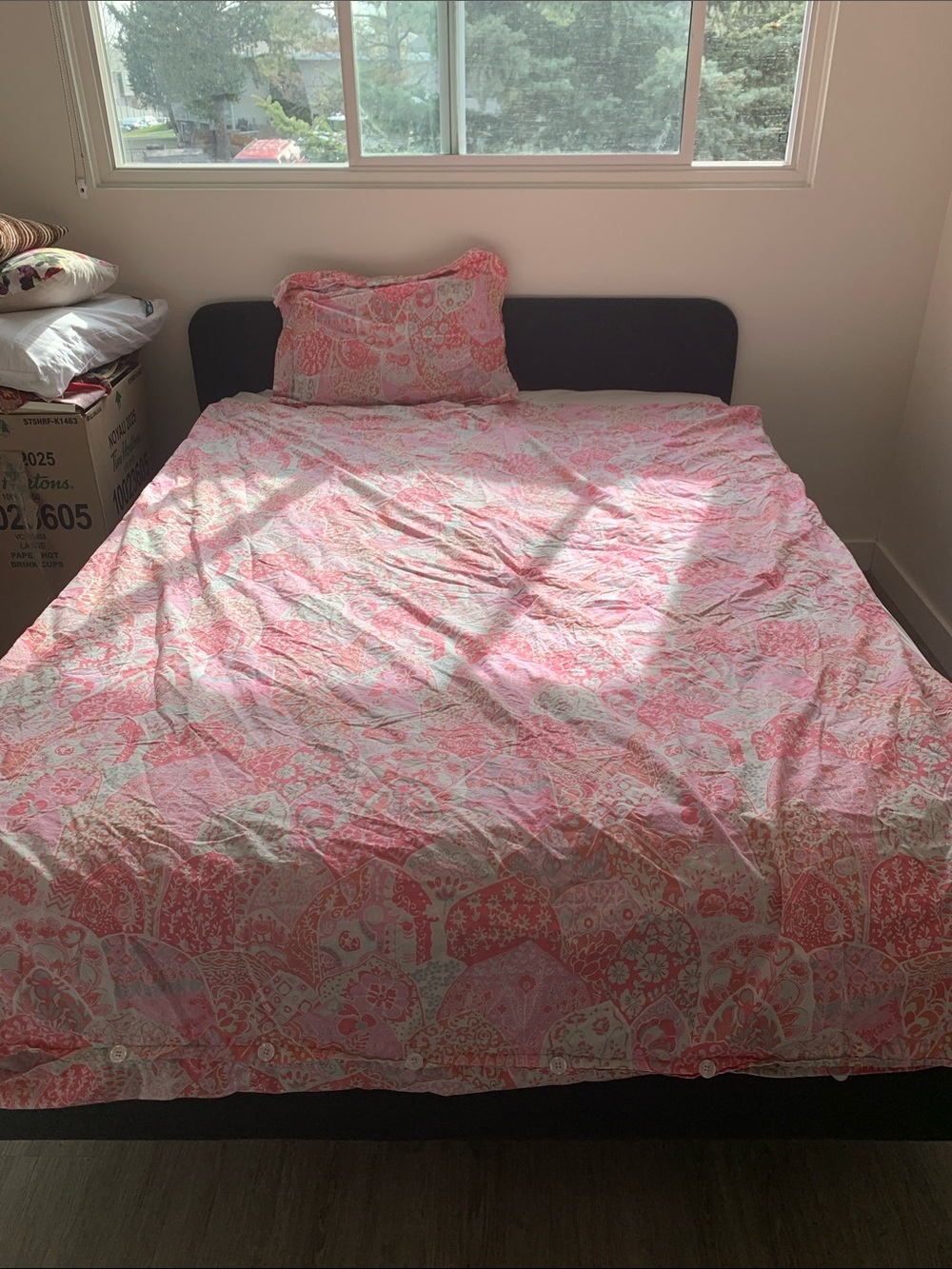 Lands' End Pink Paisley Cotton Duvet Cover Twin